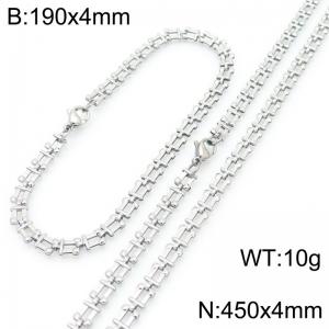 Fashionable and personalized stainless steel flat horseshoe ring bracelet necklace two-piece set - KS223015-Z