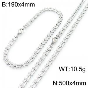 Fashionable and personalized stainless steel flat horseshoe ring bracelet necklace two-piece set - KS223016-Z