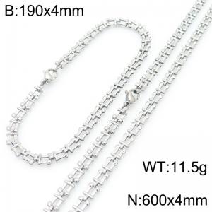 Fashionable and personalized stainless steel flat horseshoe ring bracelet necklace two-piece set - KS223018-Z