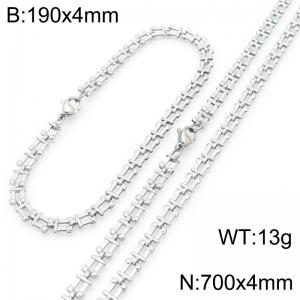 Fashionable and personalized stainless steel flat horseshoe ring bracelet necklace two-piece set - KS223020-Z