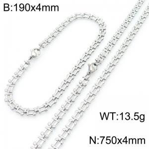 Fashionable and personalized stainless steel flat horseshoe ring bracelet necklace two-piece set - KS223021-Z