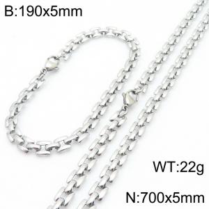 Fashionable and personalized stainless steel gold-plated flat horseshoe ring bracelet necklace two-piece set - KS223034-Z