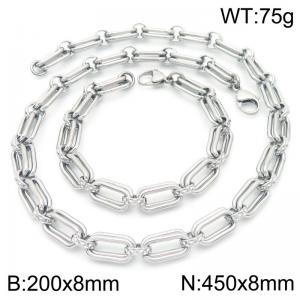 Fashionable and personalized 8mm double ring round thread O-chain bracelet necklace two-piece set - KS223043-Z