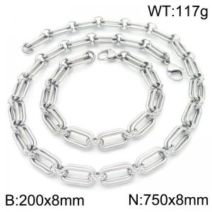 Fashionable and personalized 8mm double ring round thread O-chain bracelet necklace two-piece set - KS223049-Z