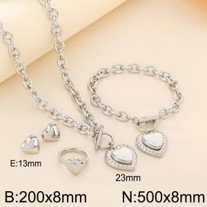 Stainless steel OT buckle heart set - KS223442-Z