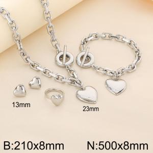 Stainless steel OT buckle heart set - KS223448-Z