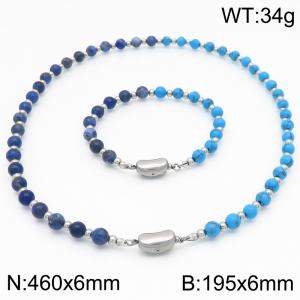 Fashionable and minimalist stainless steel bead bracelet necklace two-piece set - KS223662-Z