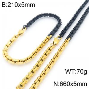 Fashion stainless steel 210 × 5mm&660 × 5mm creative irregular rectangular chain Japanese buckle jewelry charm mixed color set - KS224545-KFC