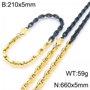 Fashion stainless steel 210 × 5mm&660 × 5mm creative O-shaped chain Japanese buckle jewelry charm mixed color set - KS224546-KFC