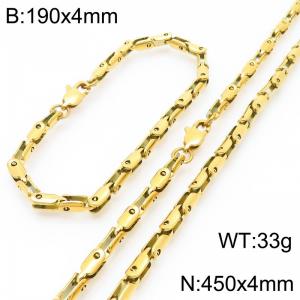 4mm Stainless Steel Link Chain Set For Men And Women Simple Fashion Bracelets Necklaces Jewelry Set - KS224729-Z