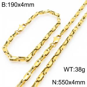 4mm Stainless Steel Link Chain Set For Men And Women Simple Fashion Bracelets Necklaces Jewelry Set - KS224731-Z