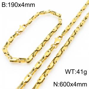 4mm Stainless Steel Link Chain Set For Men And Women Simple Fashion Bracelets Necklaces Jewelry Set - KS224732-Z