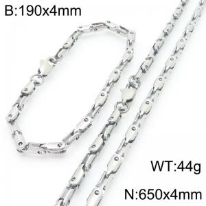 4mm Stainless Steel Link Chain Set For Men And Women Simple Fashion Bracelets Necklaces Jewelry Set - KS224740-Z