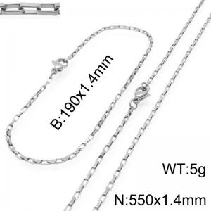 Stainless steel fashionable and simple 1.4mm wide square chain bracelet necklace two-piece set - KS224801-Z