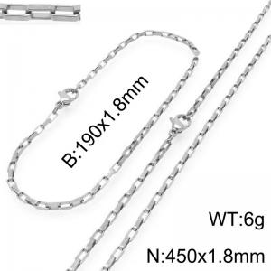 Stainless steel fashionable and simple 1.8mm wide square chain bracelet necklace two-piece set - KS224813-Z