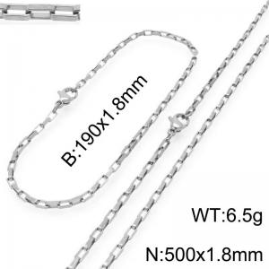 Stainless steel fashionable and simple 1.8mm wide square chain bracelet necklace two-piece set - KS224814-Z