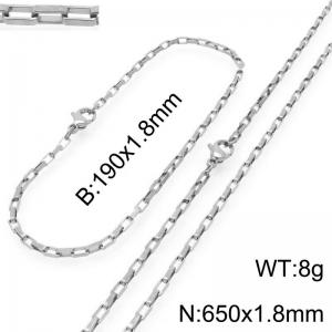 Stainless steel fashionable and simple 1.8mm wide square chain bracelet necklace two-piece set - KS224817-Z