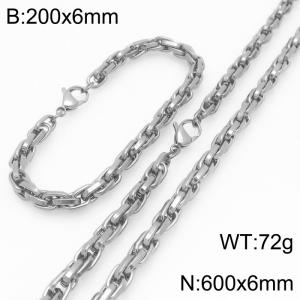 Interlinked Chain Stainless Steel Jewelry Set Necklace Bracelet Gold Silver Color - KS225624-Z