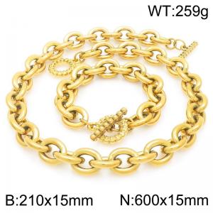 60cm Gold Skull Buckle Stainless Steel Jewelry Set - KS226362-Z
