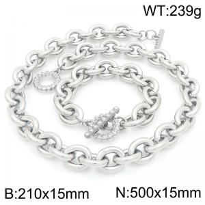 50cm Silver Skull Buckle Stainless Steel Jewelry Set - KS226364-Z