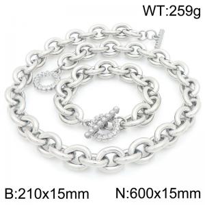 60cm Silver Skull Buckle Stainless Steel Jewelry Set - KS226366-Z