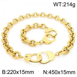 45cm Gold Handcuff Clasp Stainless Steel Jewelry Set - KS226376-Z