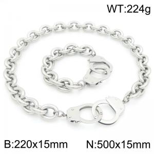 50cm Silver Handcuff Clasp Stainless Steel Jewelry Set - KS226381-Z