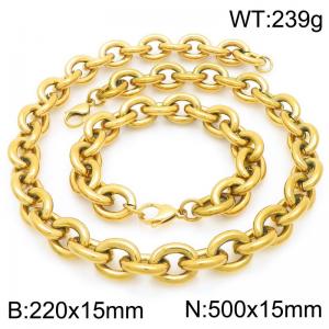 50cm Gold 0 Chain Stainless Steel Jewelry Set - KS226385-Z