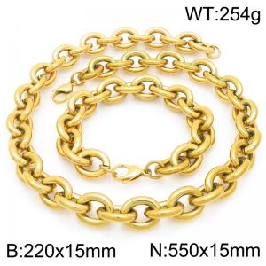55cm Gold 0 Chain Stainless Steel Jewelry Set - KS226386-Z