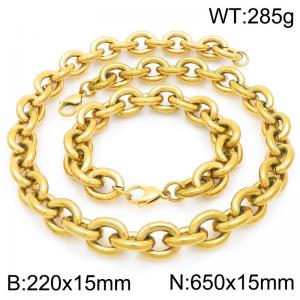 650cm Gold 0 Chain Stainless Steel Jewelry Set - KS226388-Z
