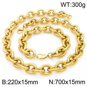 70cm Gold 0 Chain Stainless Steel Jewelry Set - KS226389-Z