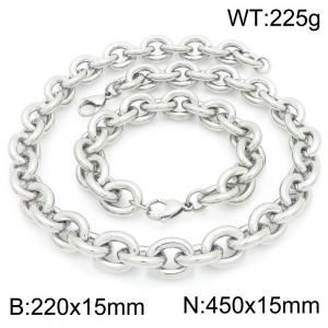 45cm Silver 0 Chain Stainless Steel Jewelry Set - KS226390-Z