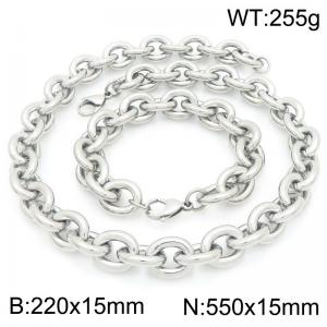55cm Silver 0 Chain Stainless Steel Jewelry Set - KS226392-Z