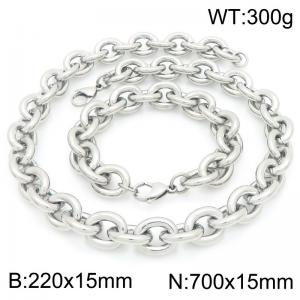 70cm Silver 0 Chain Stainless Steel Jewelry Set - KS226395-Z
