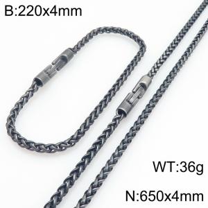 Fashionable and personalized stainless steel retro color 4mm flower basket chain two-piece set, paired with round jewelry buckle - KS226596-KFC