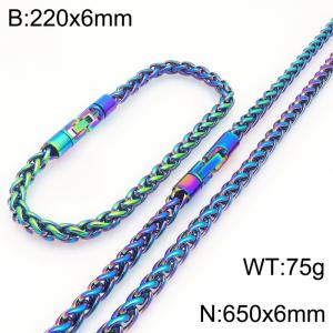 Fashionable and personalized stainless steel color 6mm flower basket chain two-piece set, paired with a round rotatable jewelry buckle - KS226599-KFC