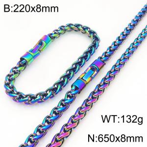 Fashionable and personalized stainless steel color 8mm flower basket chain two-piece set, paired with a round rotatable jewelry buckle - KS226605-KFC