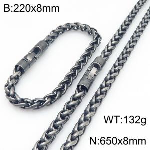 Fashionable and personalized stainless steel retro color 8mm flower basket chain two-piece set, paired with a round rotatable jewelry buckle - KS226608-KFC