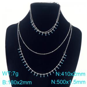 Stainless steel double-layer splicing adhesive matchstick chain bracelet necklace two-piece set - KS226715-Z