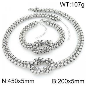 Rope Knot Square Pearl Chain Jewelry Sets Stainless Steel Neckalce & Bracelet - KS226979-Z