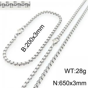 Stainless Steel Square Pearl Bracelet & Necklace  Lobster Clasp Trend Jewelry Sets - KS227009-Z