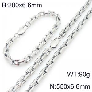 Stainless steel fashion trend square pig nose chain bracelet necklace two-piece set - KS228174-Z