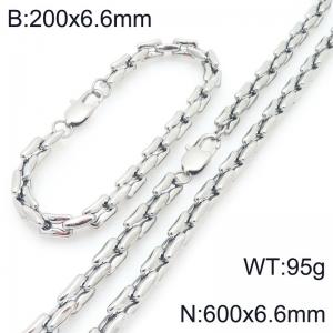Stainless steel fashion trend square pig nose chain bracelet necklace two-piece set - KS228175-Z