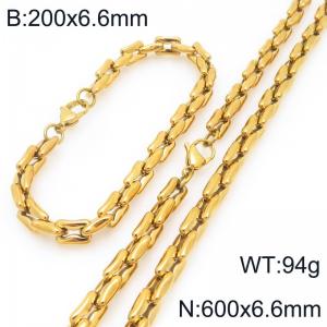 Stainless steel personalized fashion square pig nose chain bracelet necklace two-piece set - KS228179-Z
