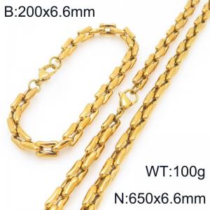 Stainless steel personalized fashion square pig nose chain bracelet necklace two-piece set - KS228180-Z