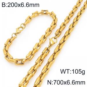 Stainless steel personalized fashion square pig nose chain bracelet necklace two-piece set - KS228181-Z