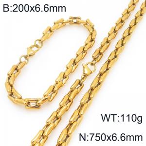 Stainless steel personalized fashion square pig nose chain bracelet necklace two-piece set - KS228182-Z