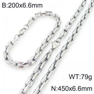 Stainless steel personalized fashion square pig nose chain bracelet necklace two-piece set - KS228183-Z