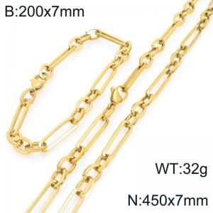 Stainless steel personalized fashion 3:1 square wire bracelet and necklace set - KS228198-Z
