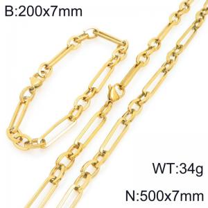 Stainless steel personalized fashion 3:1 square wire bracelet and necklace set - KS228199-Z